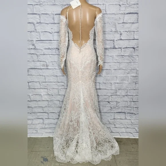 NWT Anthropologie BHLDN Watters Ula Blush lace sheet back wedding gown Sz 2 - Picture 12 of 16